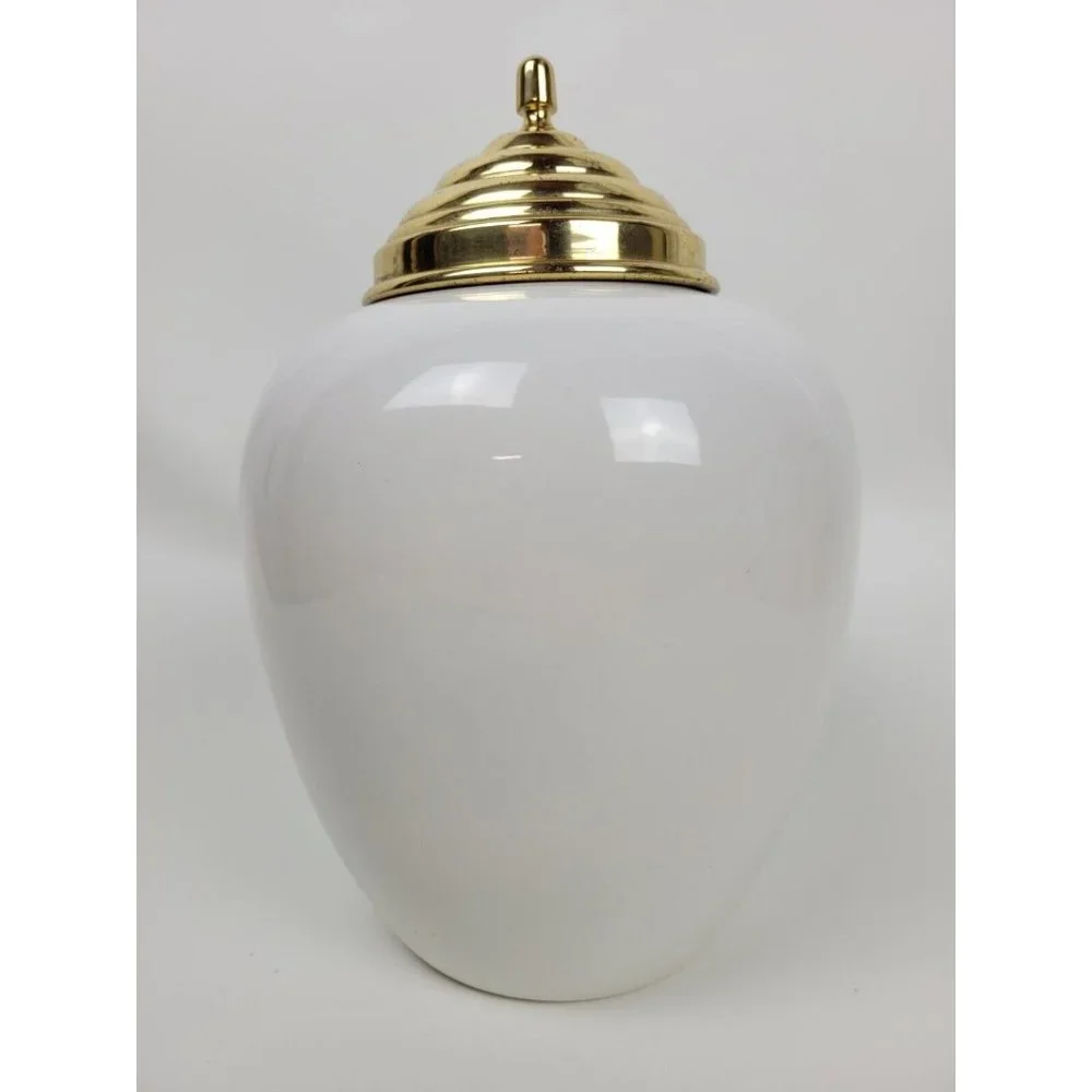 Vintage Royal Goedewaagen Delft Cleary Tobacco Jar Apothecary w Brass Lid  11.5